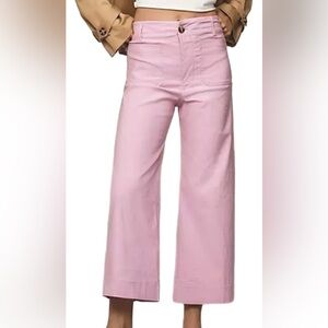 Maeve Pink Wide-Leg Cropped Pants